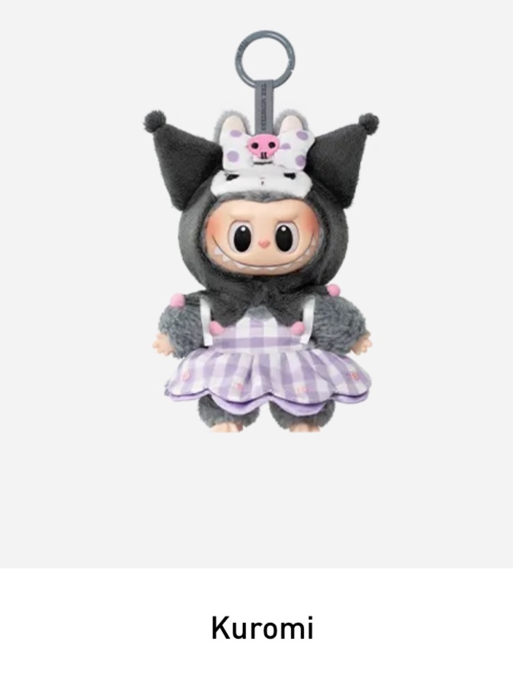 Kuromi Plush Keychain - Gray and Lavender Character Doll